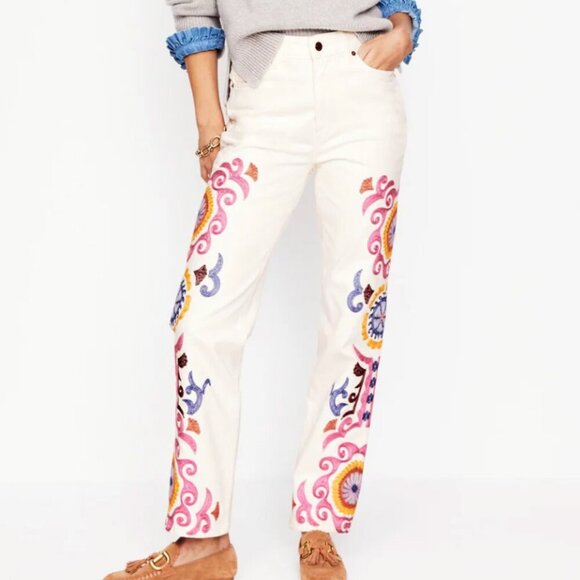 Boden Women's White Embroidered Jeans - Picture 5 of 14
